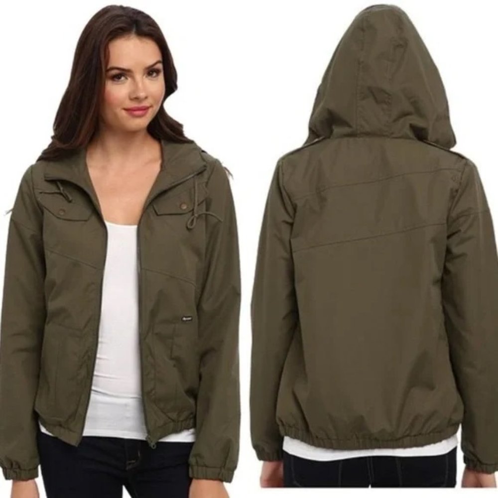VOLCOM Navy Blue Enemy Lines Lightweight Jacket Windbreaker Hood M